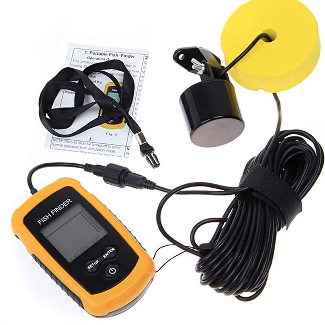 Alarm 100M Portable Sonar Fish - đánh giá và giá Fish Finder Transducer